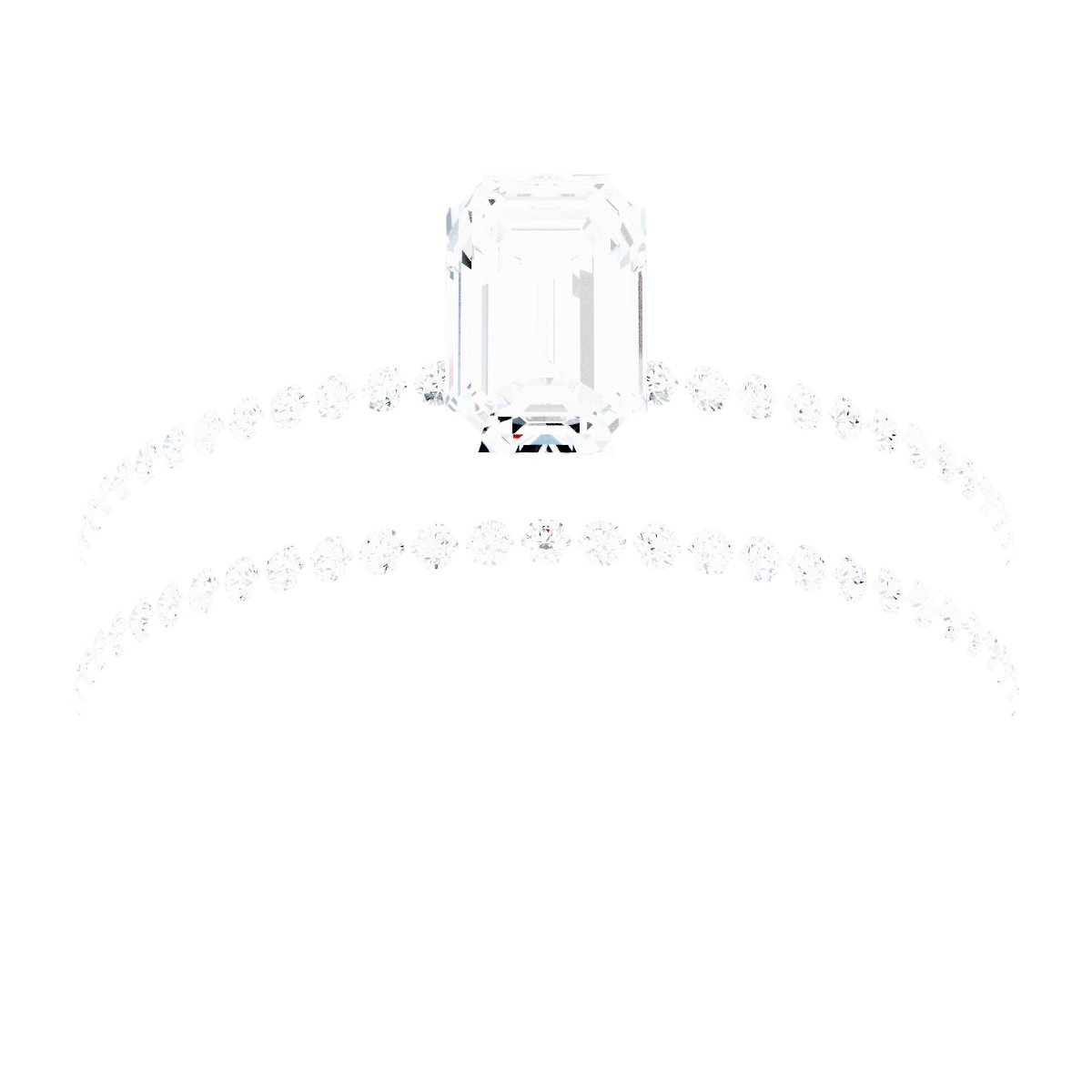 14K White Gold 6x4 mm Emerald Engagement Ring Mounting fully set