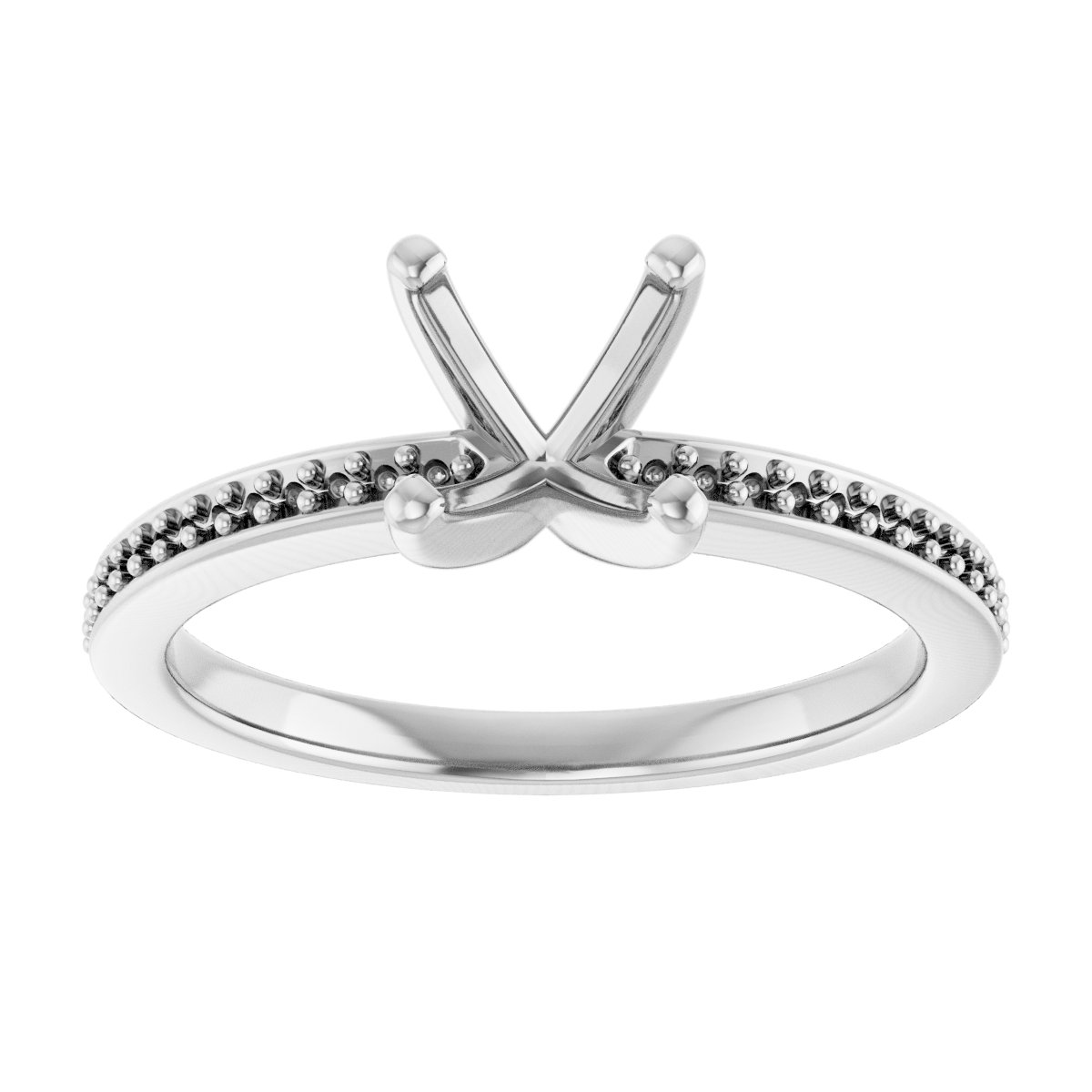 18K White Gold 5 mm Square Engagement Ring Mounting