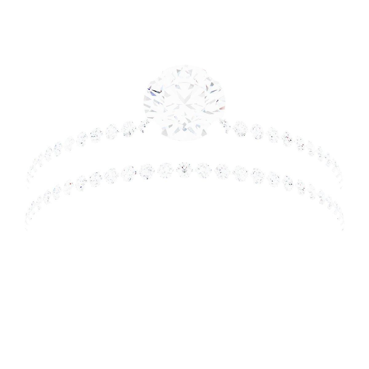 18K White Gold 4.8 mm Round Engagement Ring Mounting fully set