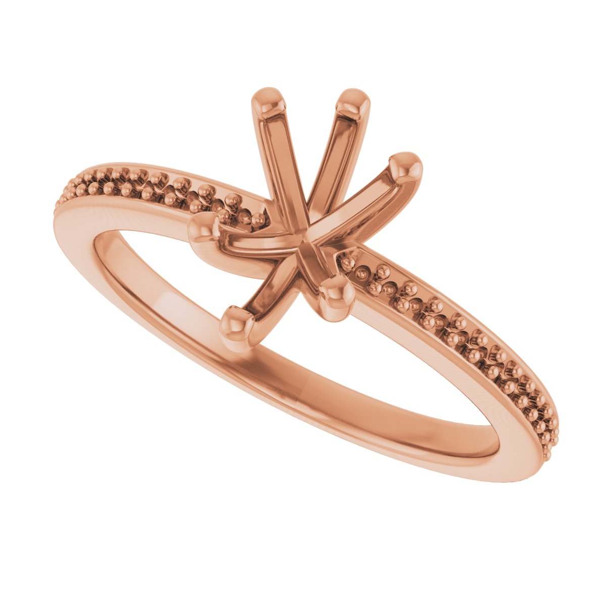 14K Rose Gold 8x6 mm Pear Engagement Ring Mounting fully set