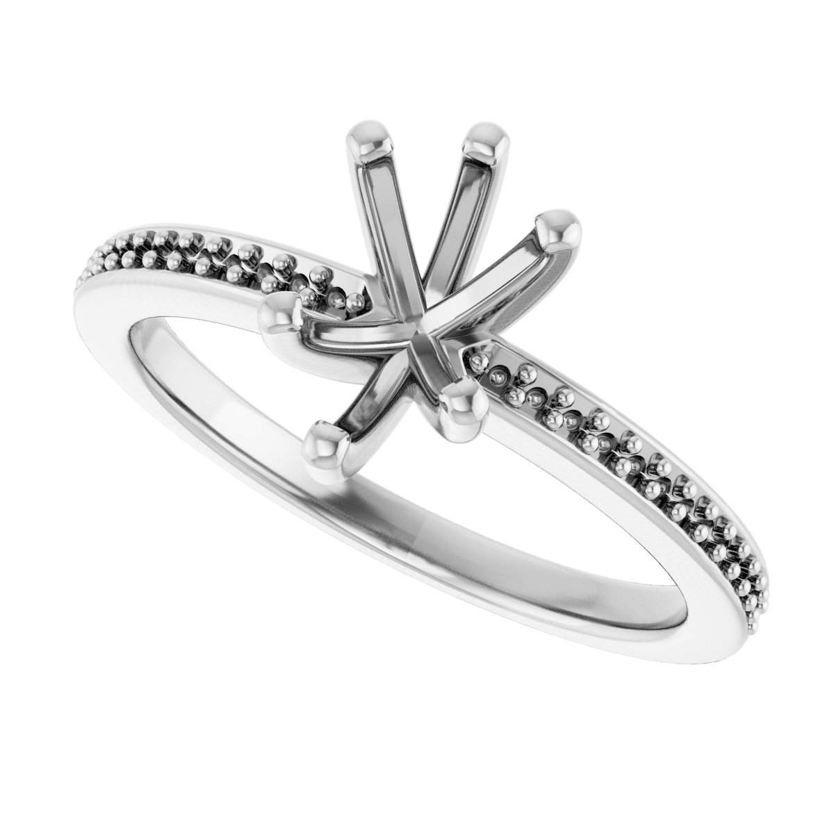 14K White Gold 8x6 mm Pear Engagement Ring Mounting fully set