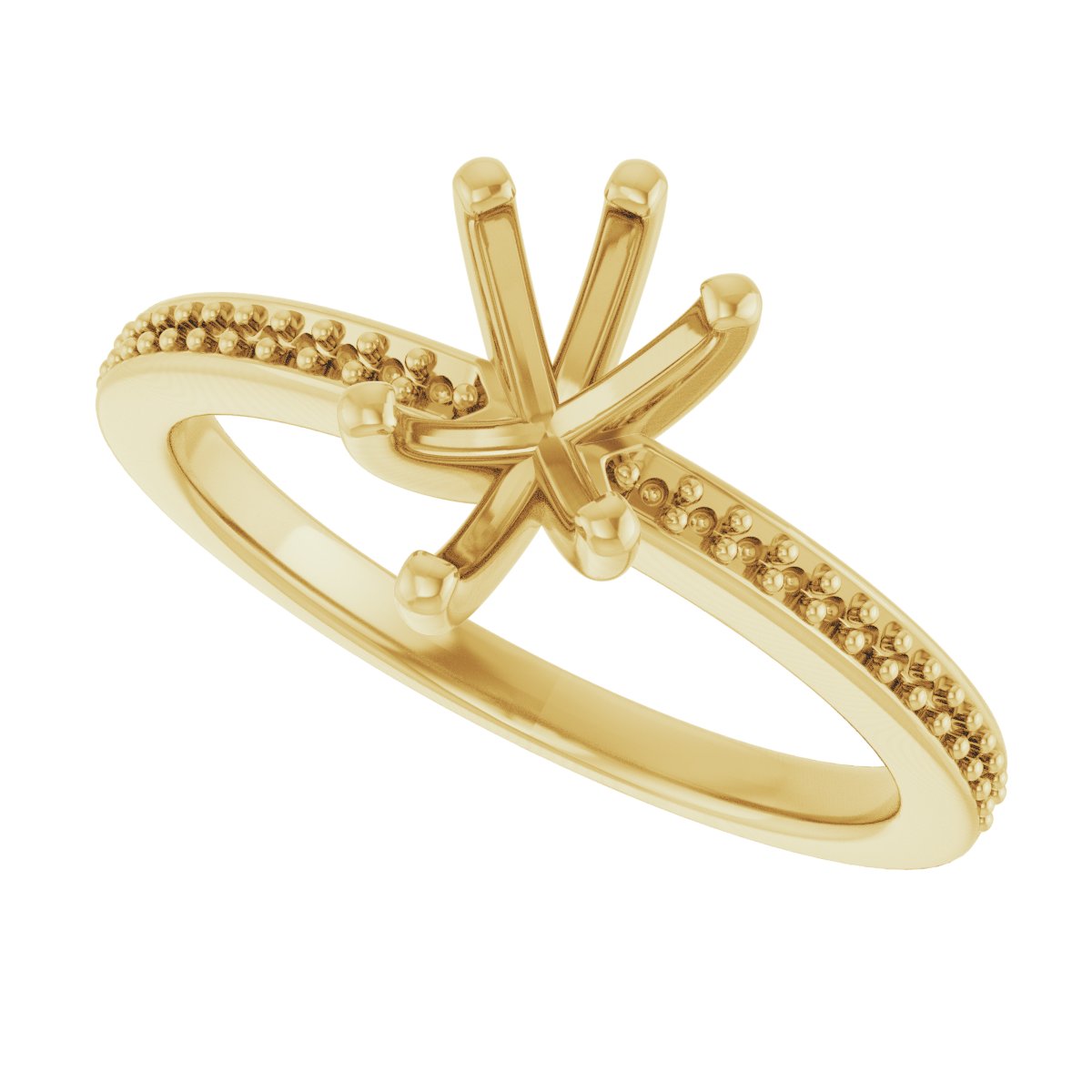 14K Yellow Gold 8x6 mm Pear Engagement Ring Mounting fully set
