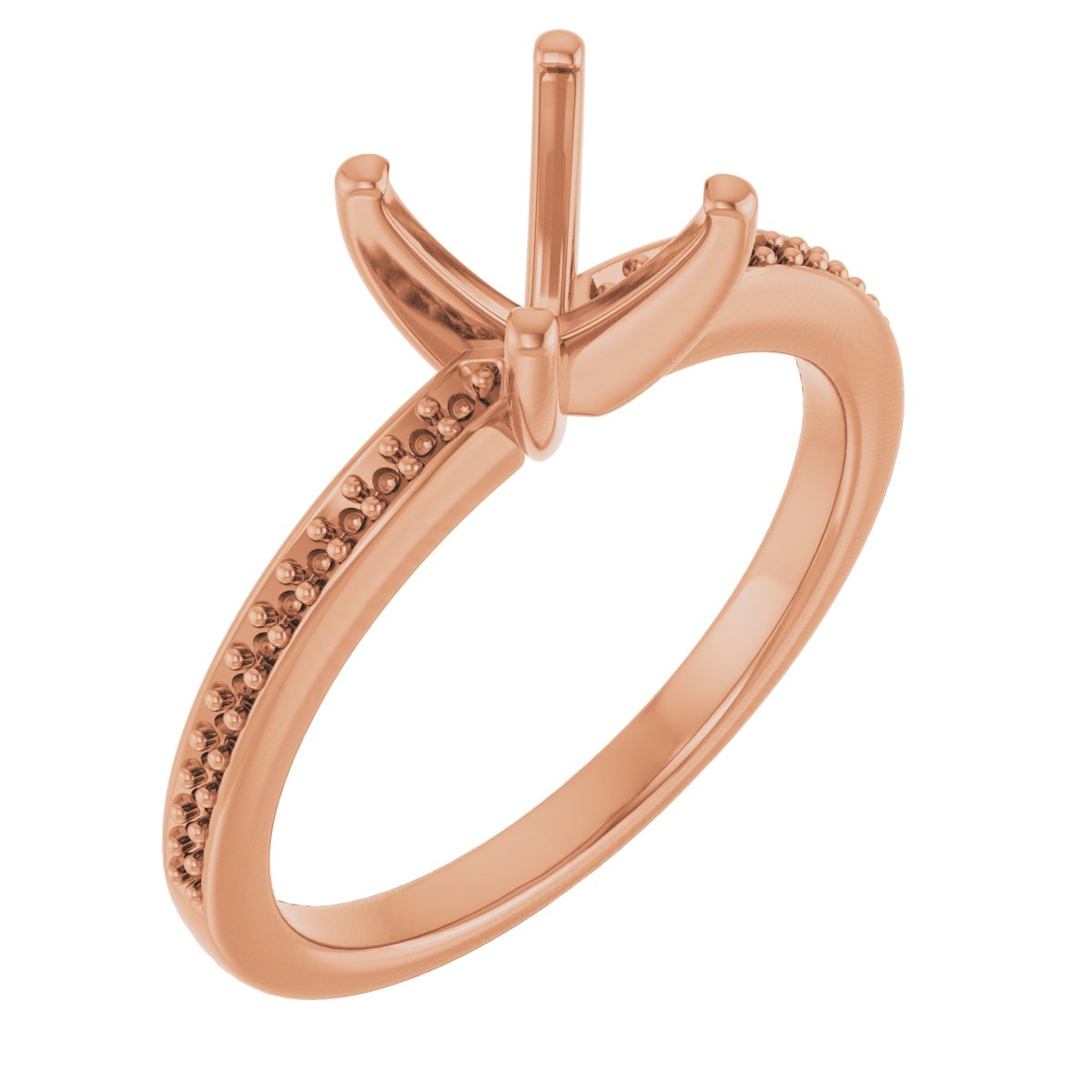 18K Rose Gold 5 mm Square Engagement Ring Mounting