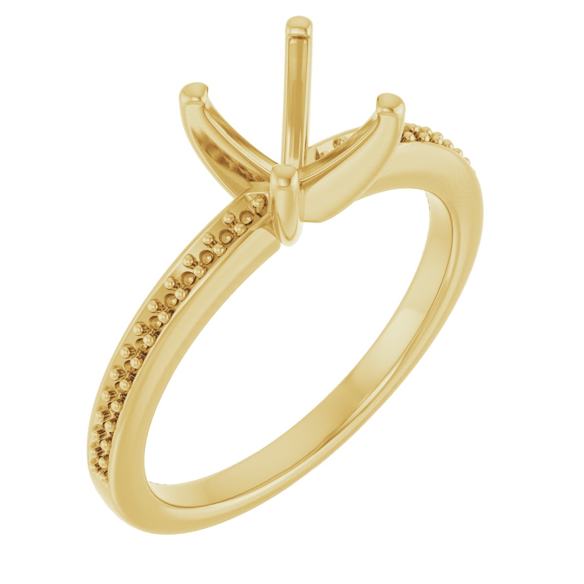 18K Yellow Gold 5 mm Square Engagement Ring Mounting