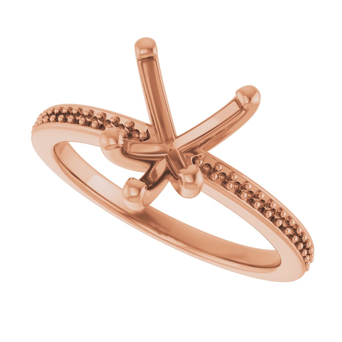 14K Rose Gold 8x8 mm Heart Engagement Ring Mounting fully set