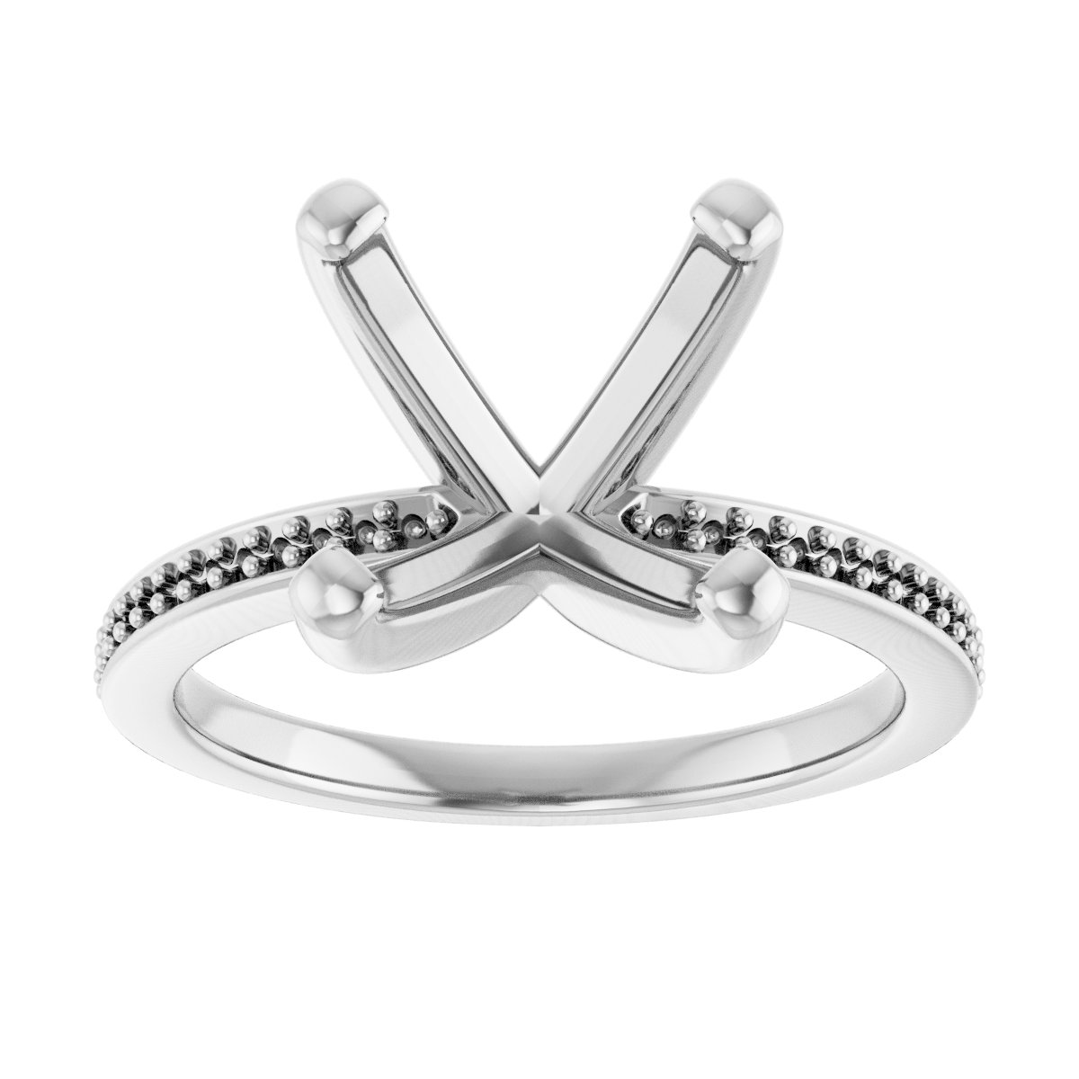 14K White Gold 10 mm Cushion Engagement Ring Mounting