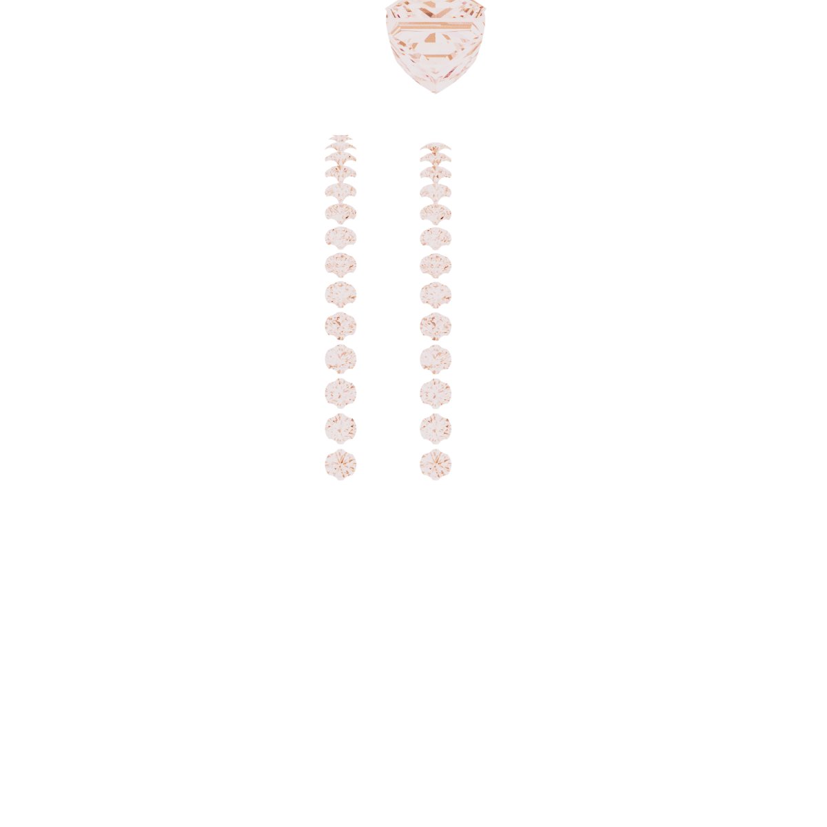 14K Rose Gold 4 mm Square Engagement Ring Mounting fully set