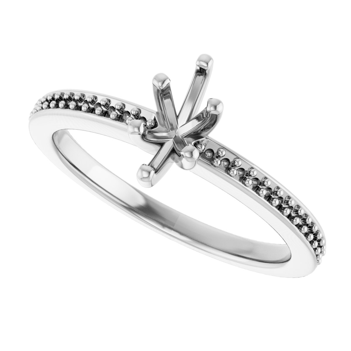 18K White Gold 7x3.5 mm Marquise Engagement Ring Mounting fully set