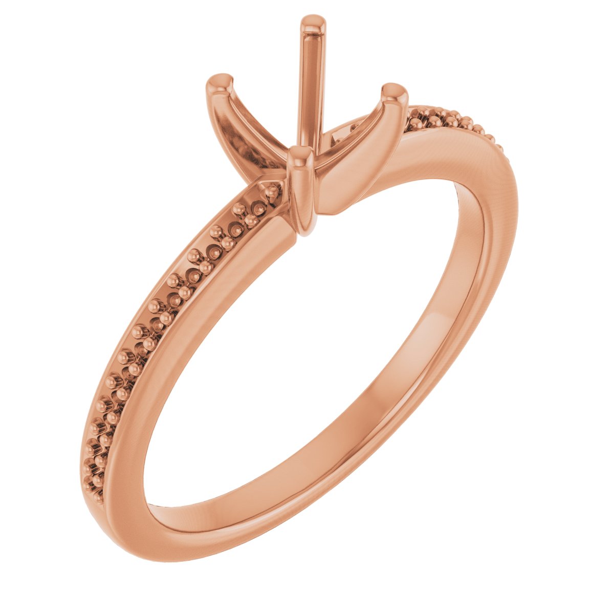 14K Rose Gold 4 mm Square Engagement Ring Mounting