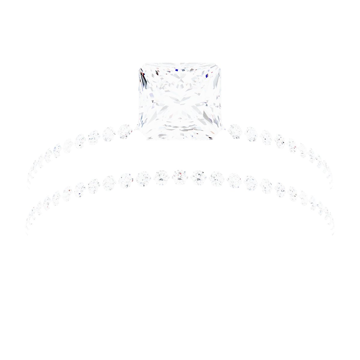 14K White/Rose Gold 5 mm Square Engagement Ring Mounting fully set