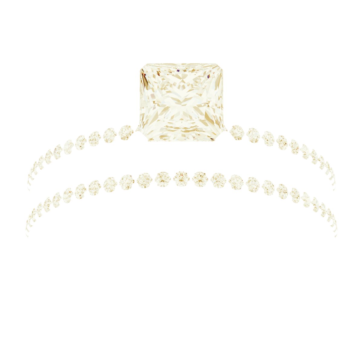 14K Yellow/White Gold 5 mm Square Engagement Ring Mounting fully set