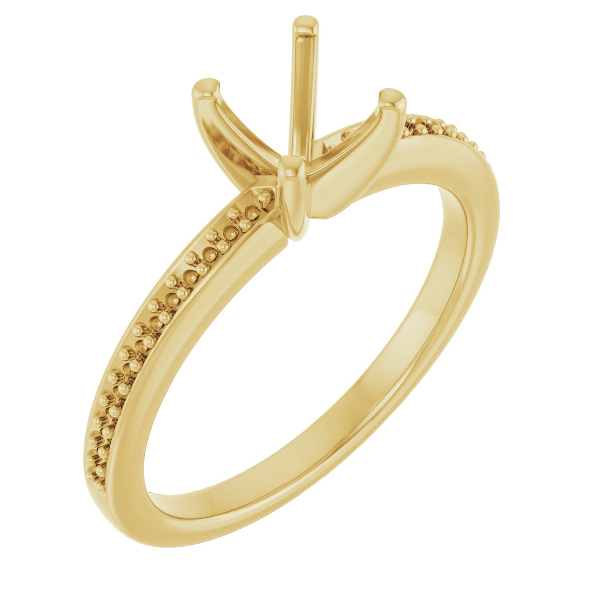 18K Yellow Gold 4.5 mm Square Engagement Ring Mounting
