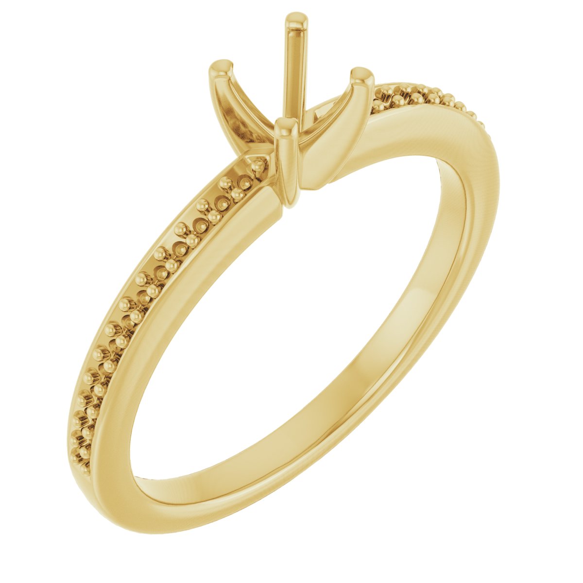 18K Yellow Gold 3.25 mm Square Engagement Ring Mounting