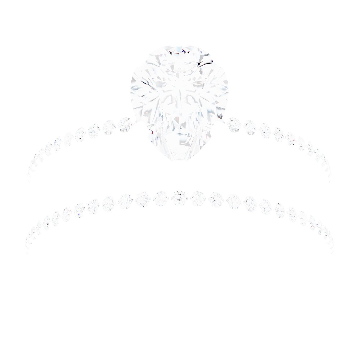 14K White Gold 8x6 mm Pear Engagement Ring Mounting fully set