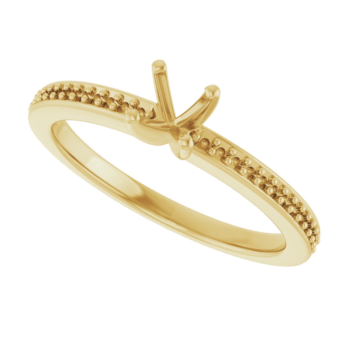 18K Yellow Gold 3.25 mm Square Engagement Ring Mounting fully set