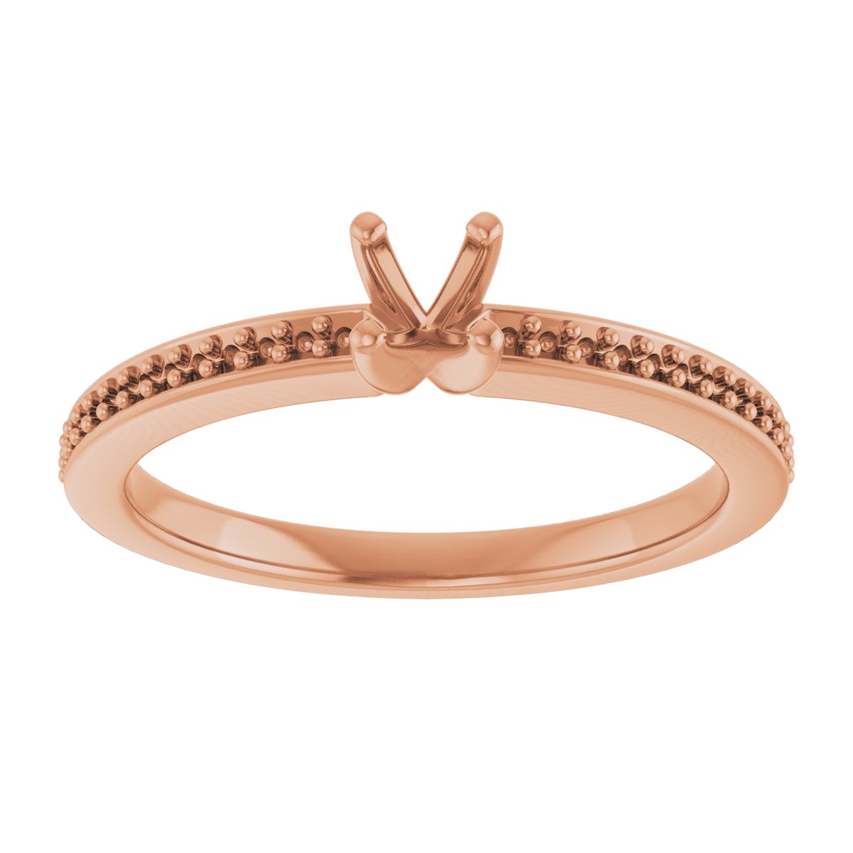 14K Rose Gold 3.8 mm Round Engagement Ring Mounting