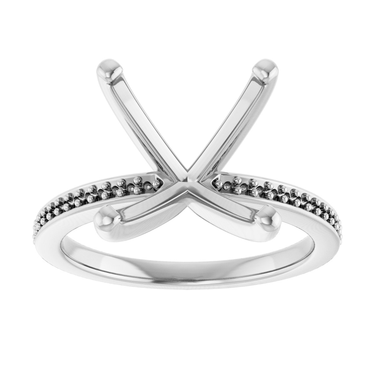 14K White Gold 9 mm Square Engagement Ring Mounting