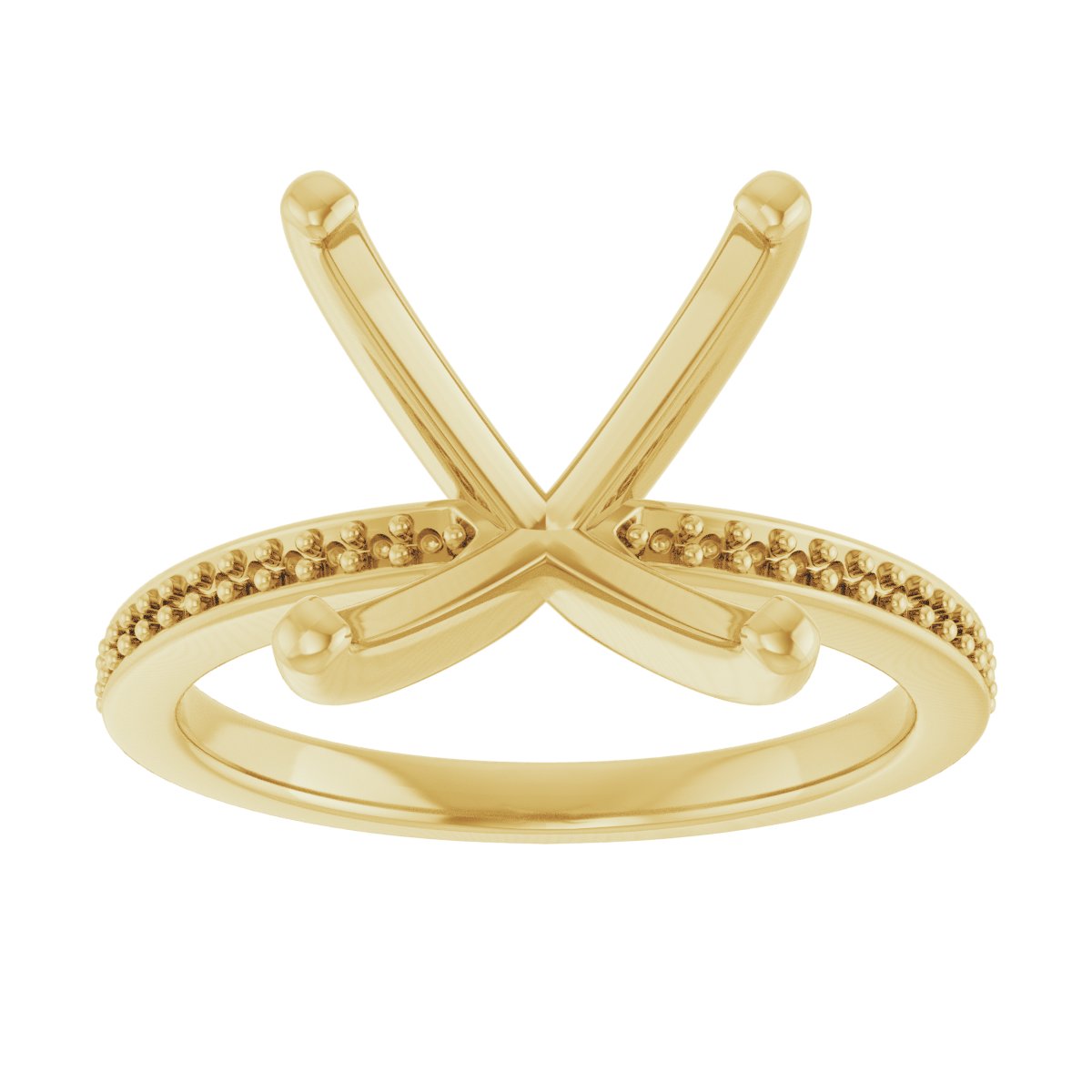 18K Yellow Gold 9 mm Square Engagement Ring Mounting