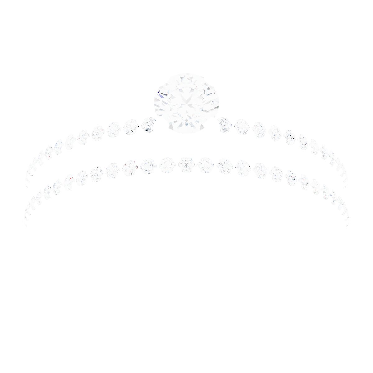 18K White Gold 3.75 mm Round Engagement Ring Mounting fully set