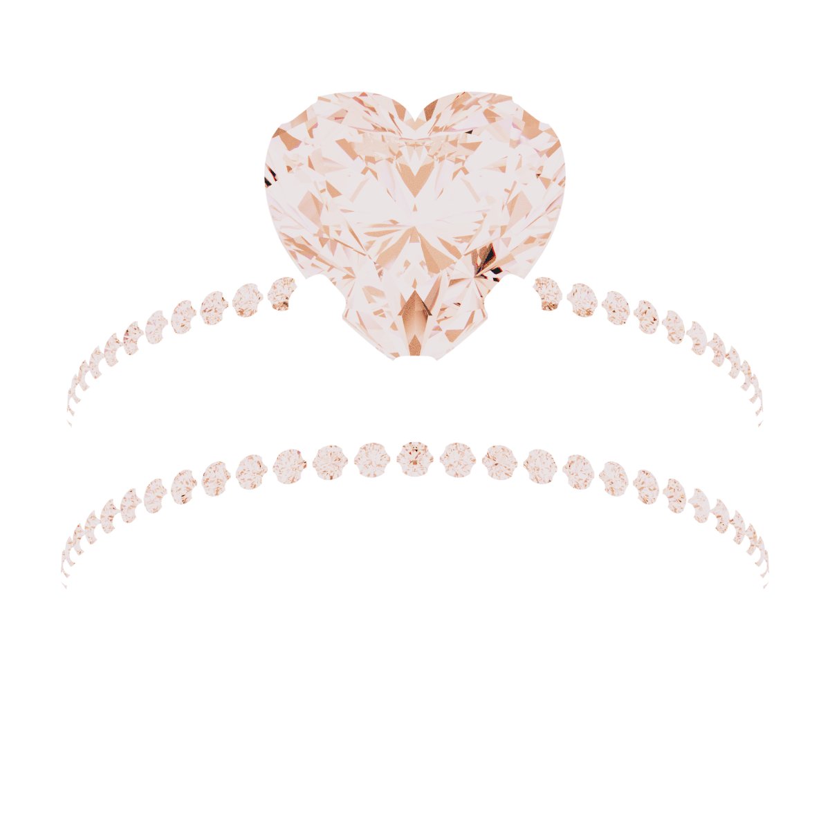 14K Rose Gold 8x8 mm Heart Engagement Ring Mounting fully set