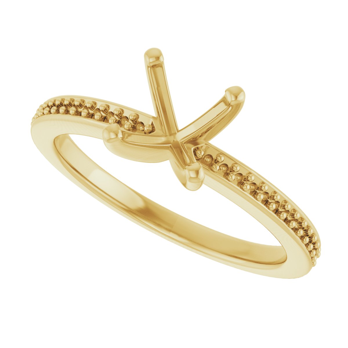 14K Yellow Gold 5 mm Square Engagement Ring Mounting fully set