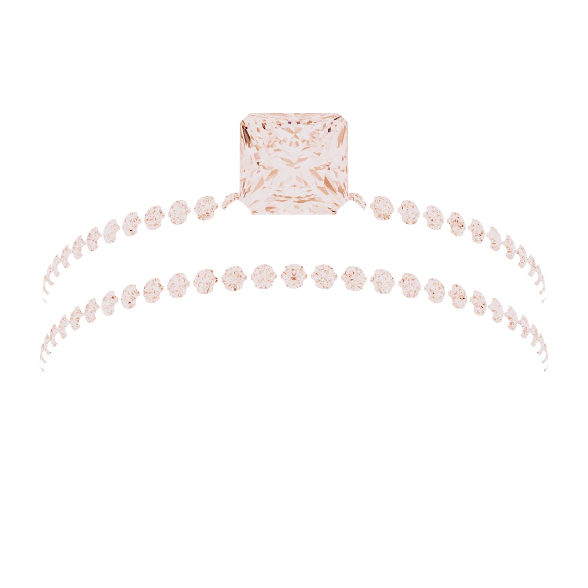 14K Rose Gold 4 mm Square Engagement Ring Mounting fully set