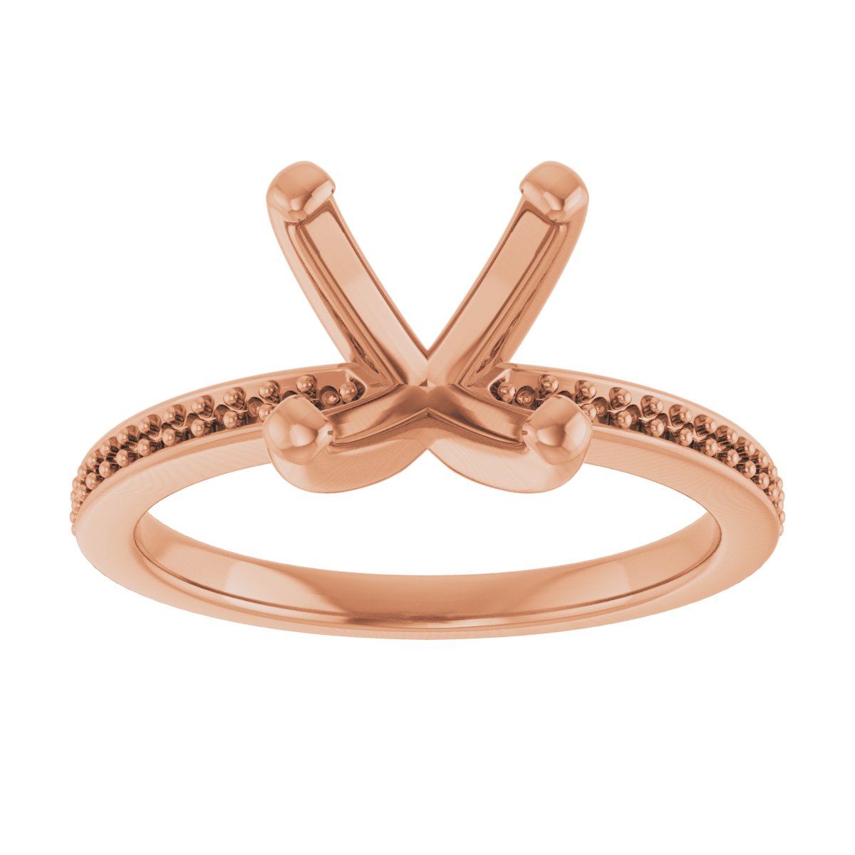 18K Rose Gold 8 mm Cushion Engagement Ring Mounting