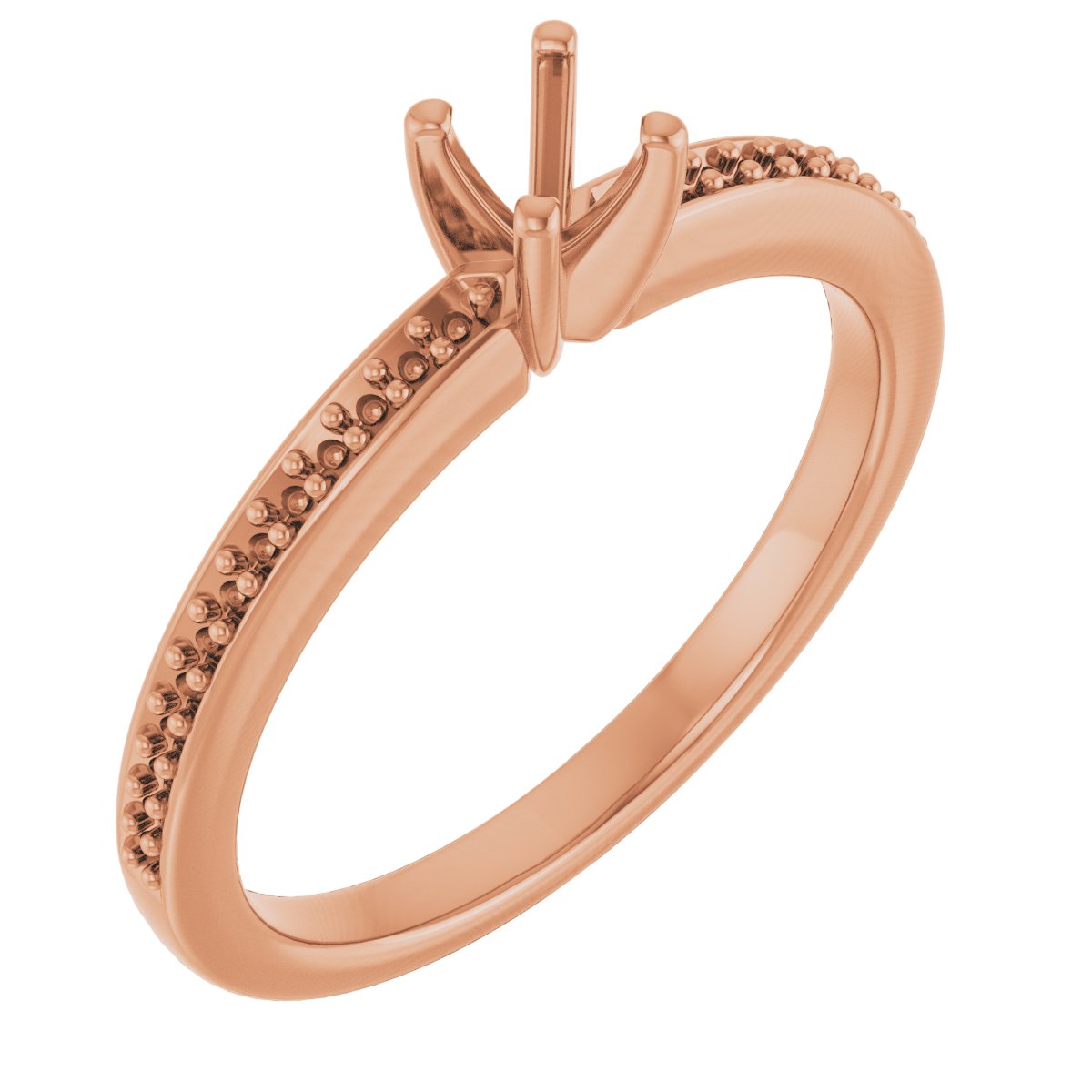 14K Rose Gold 3.8 mm Round Engagement Ring Mounting