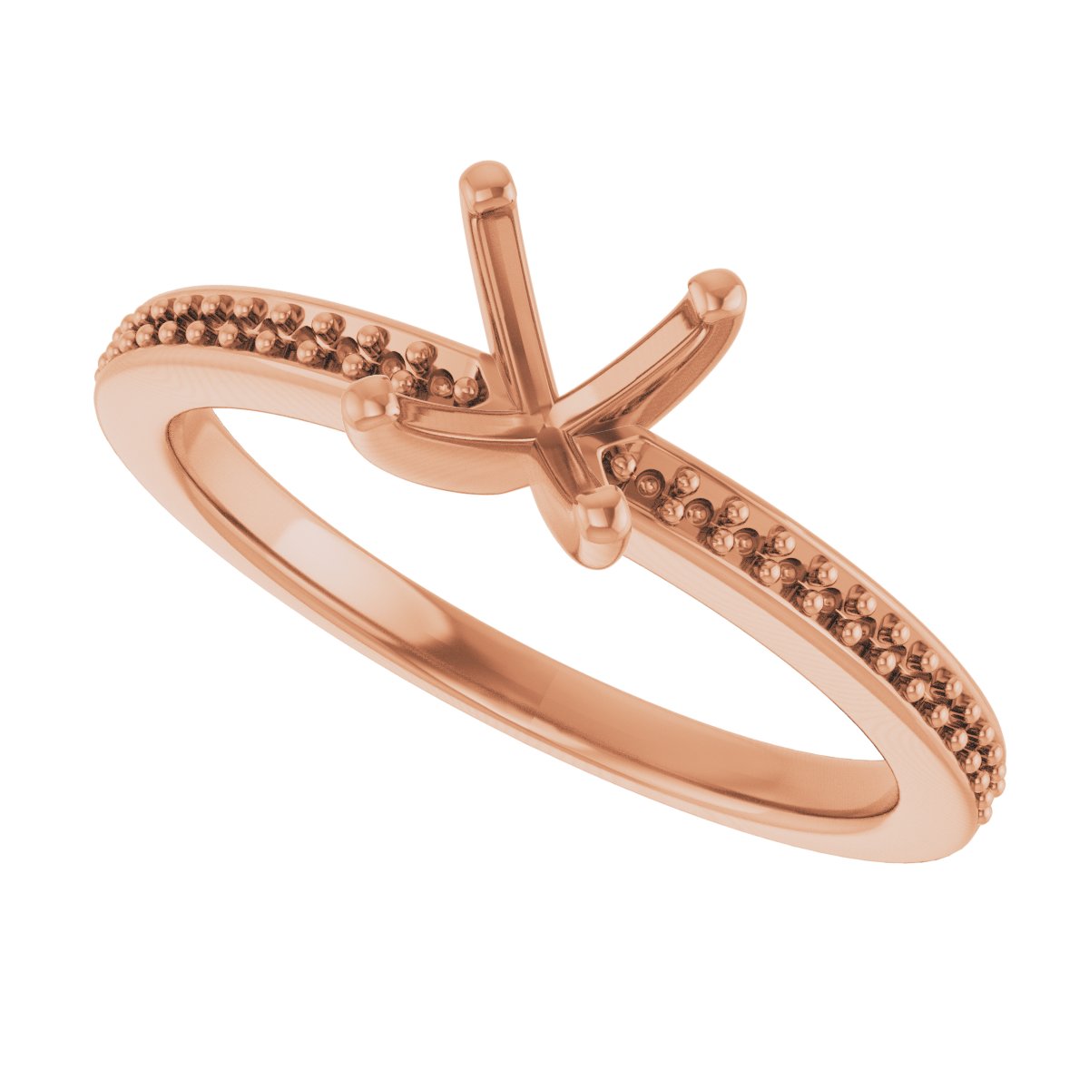 14K Rose Gold 4.5 mm Square Engagement Ring Mounting fully set