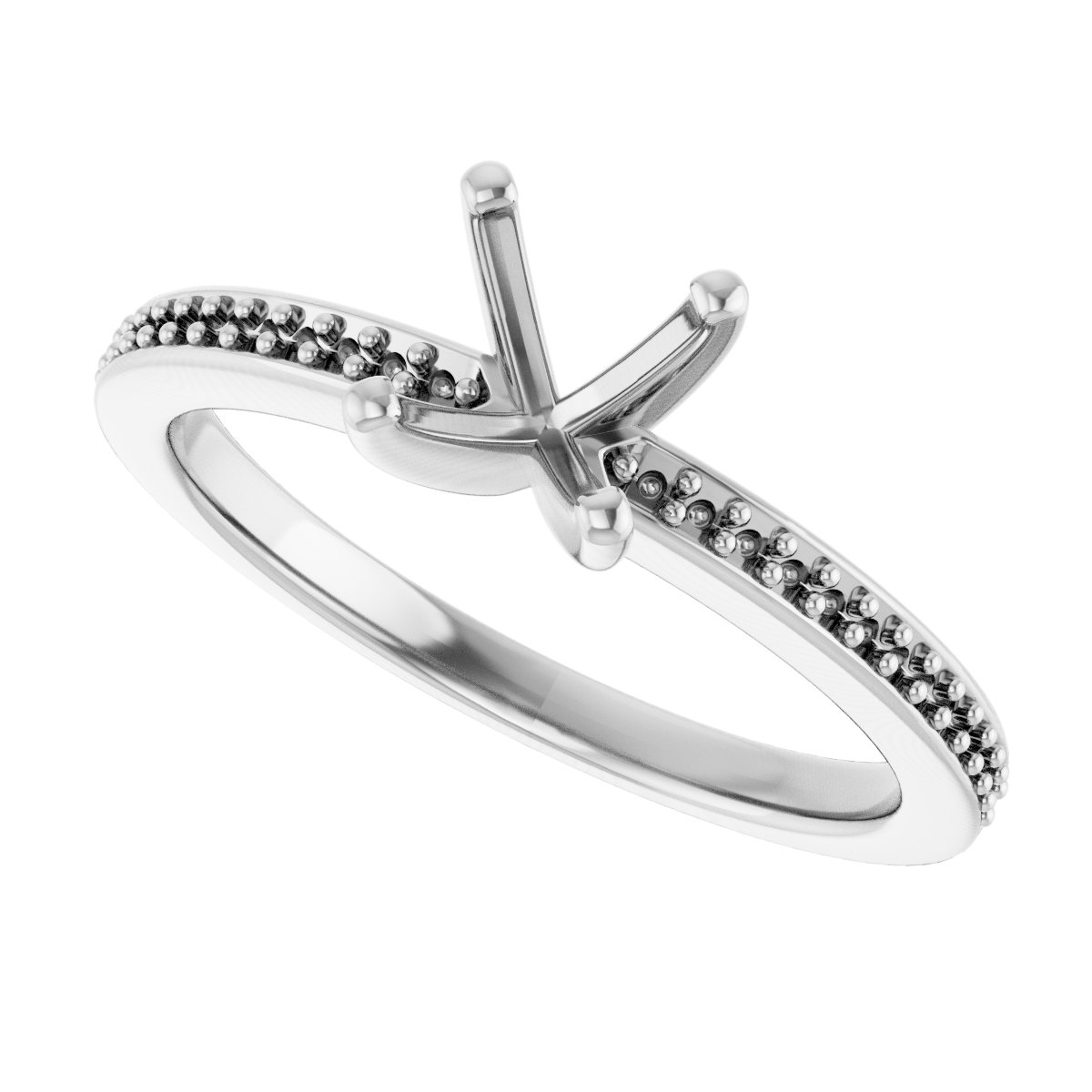 Platinum 4.5 mm Square Engagement Ring Mounting fully set