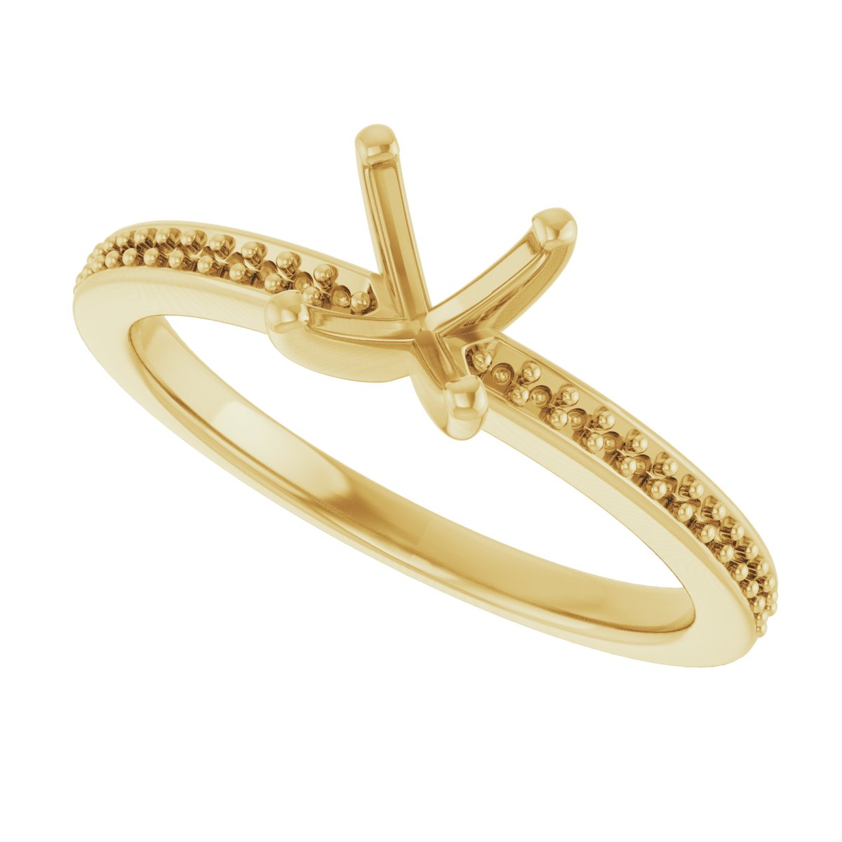 14K Yellow Gold 4.5 mm Square Engagement Ring Mounting fully set