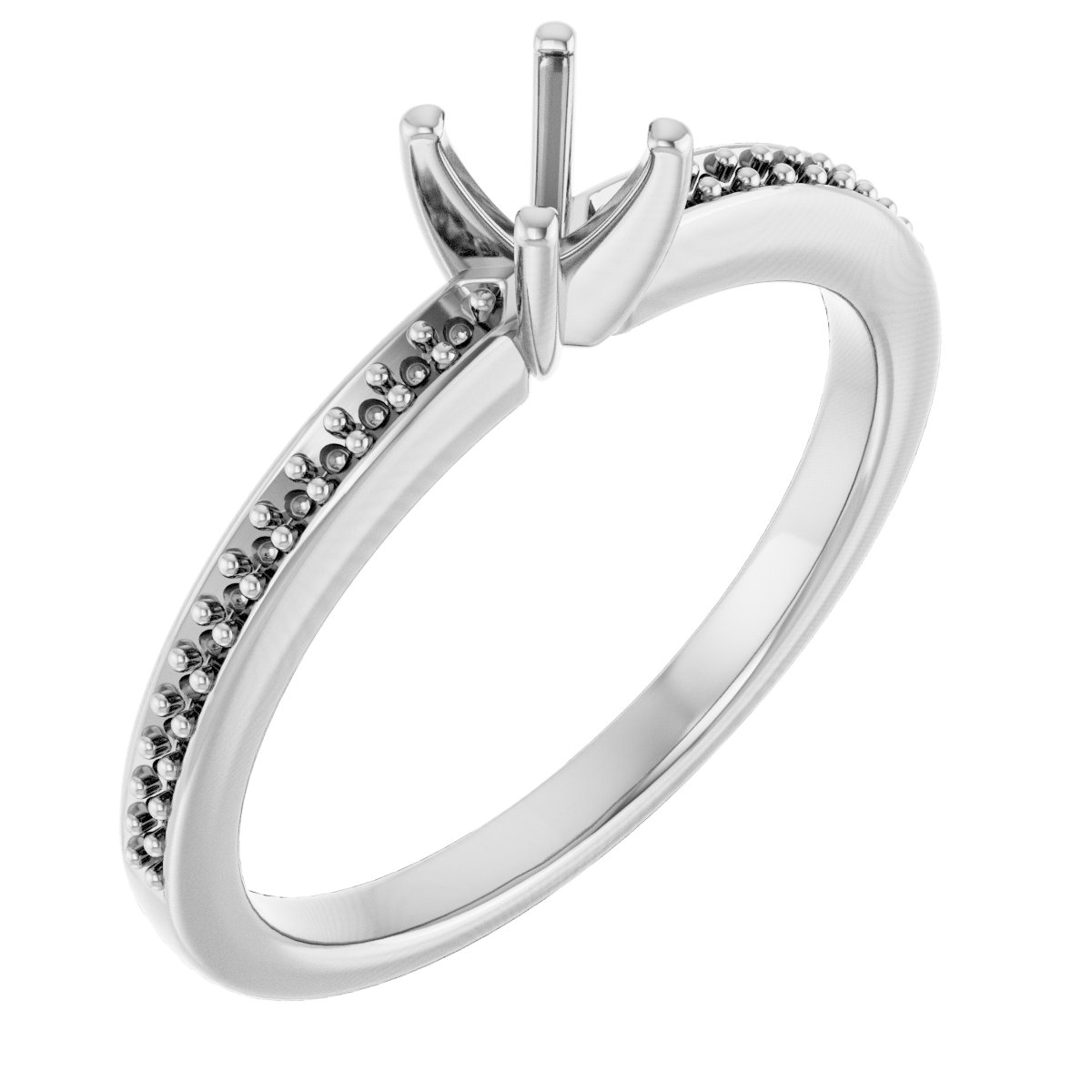 14K White Gold 3 mm Square Engagement Ring Mounting
