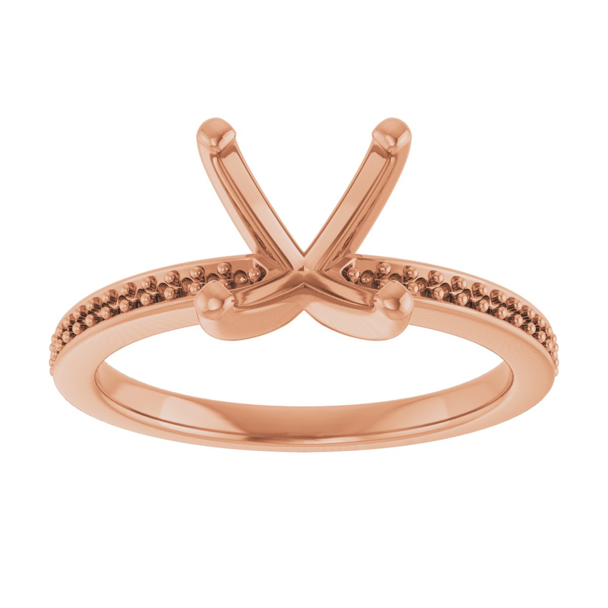 14K Rose Gold 7 mm Asscher Engagement Ring Mounting