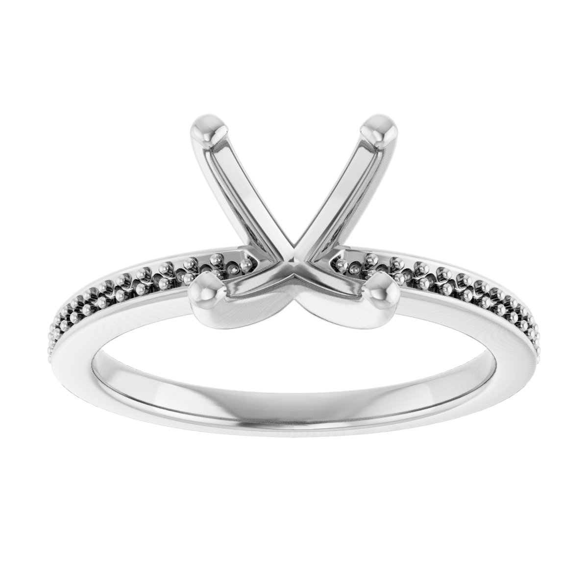 Platinum 7 mm Asscher Engagement Ring Mounting