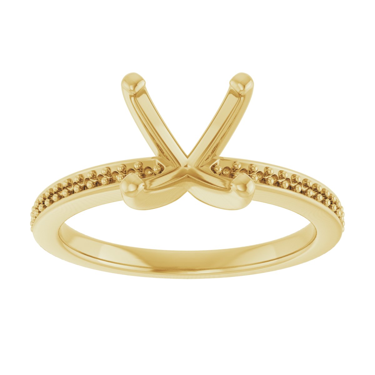 18K Yellow Gold 7 mm Asscher Engagement Ring Mounting