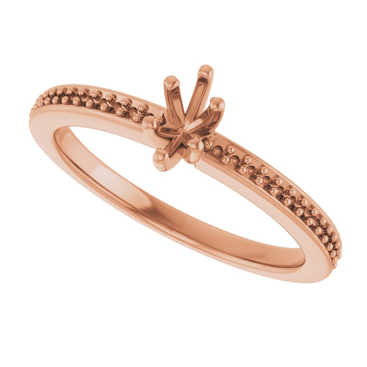 18K Rose Gold 5x3 mm Marquise Engagement Ring Mounting fully set