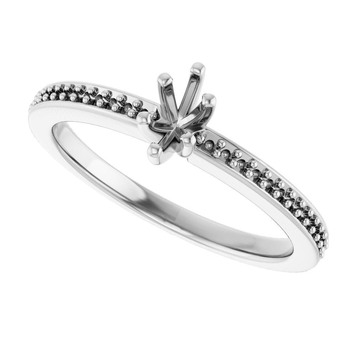 14K White Gold 5x3 mm Marquise Engagement Ring Mounting fully set