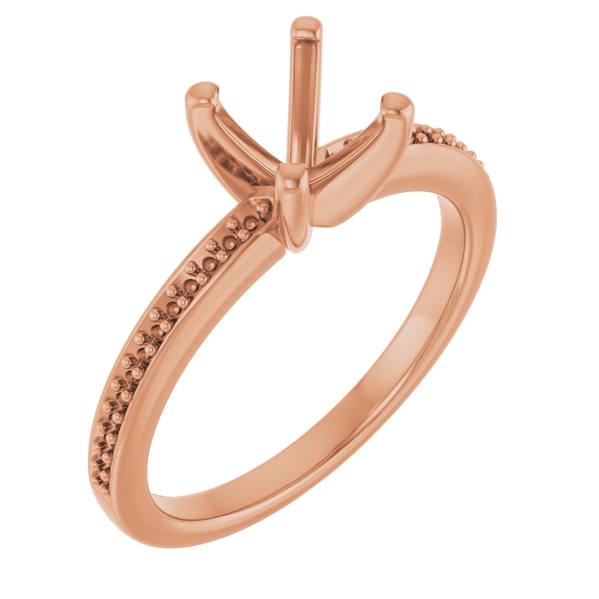 14K Rose Gold 6.5 mm Round Engagement Ring Mounting