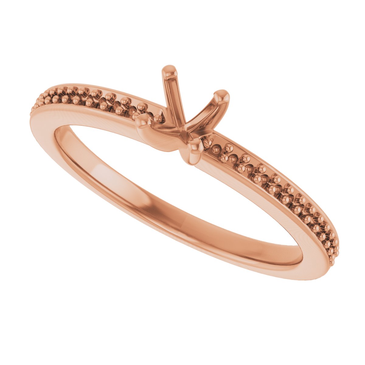 14K Rose Gold 3 mm Square Engagement Ring Mounting fully set