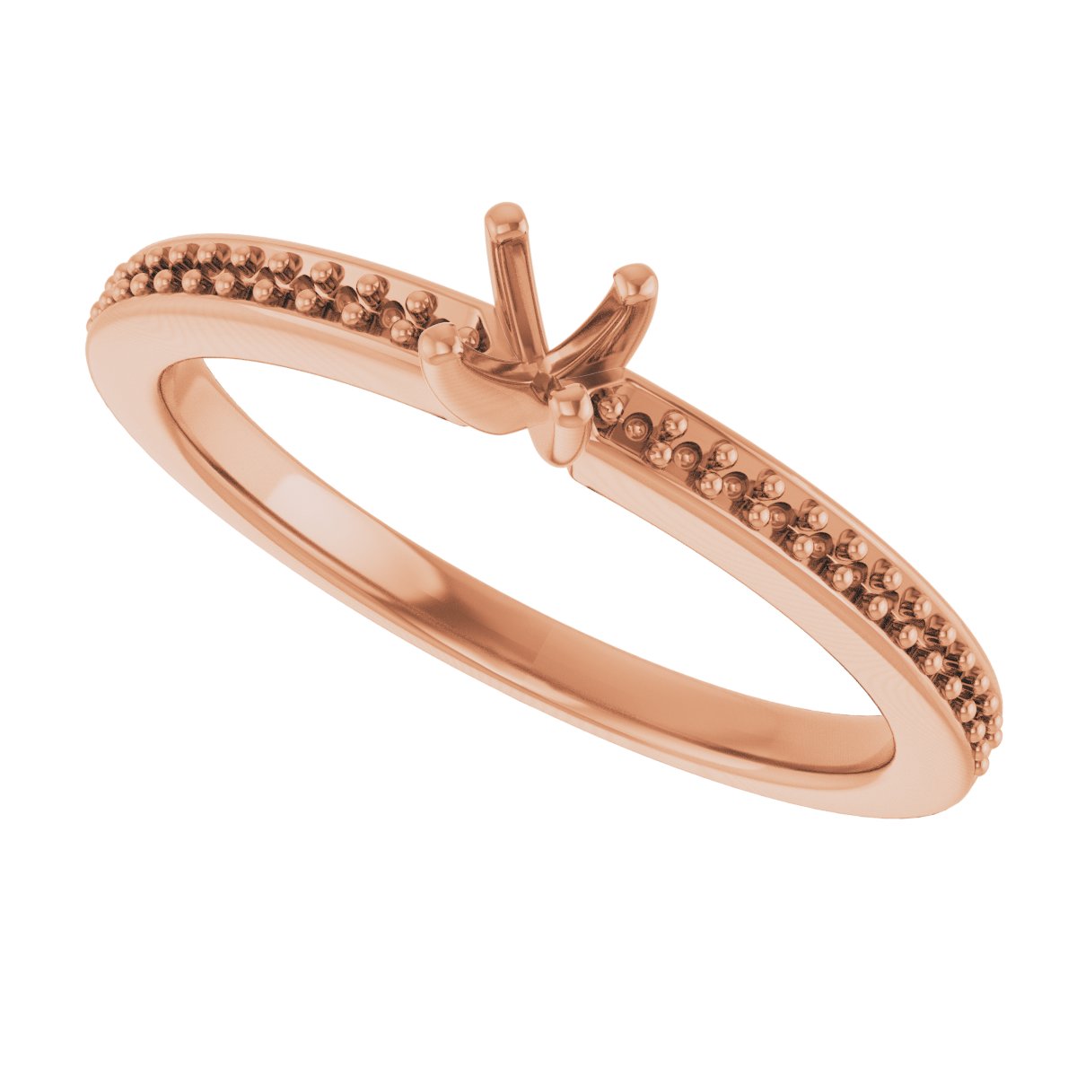 14K Rose Gold 2.5 mm Square Engagement Ring Mounting fully set