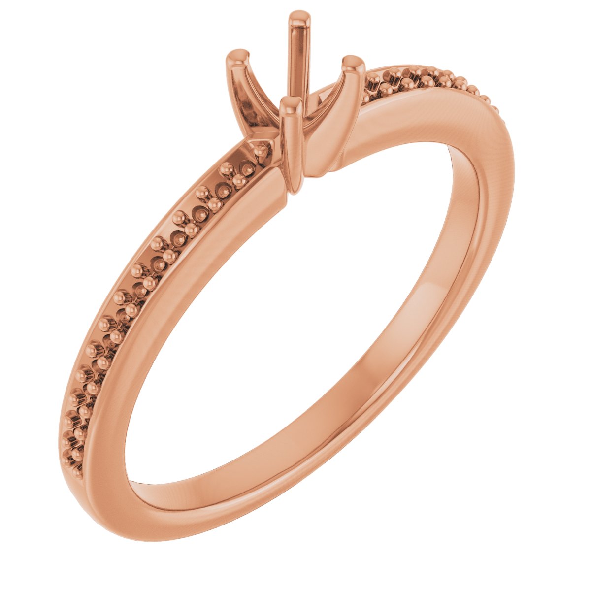18K Rose Gold 2.5 mm Square Engagement Ring Mounting