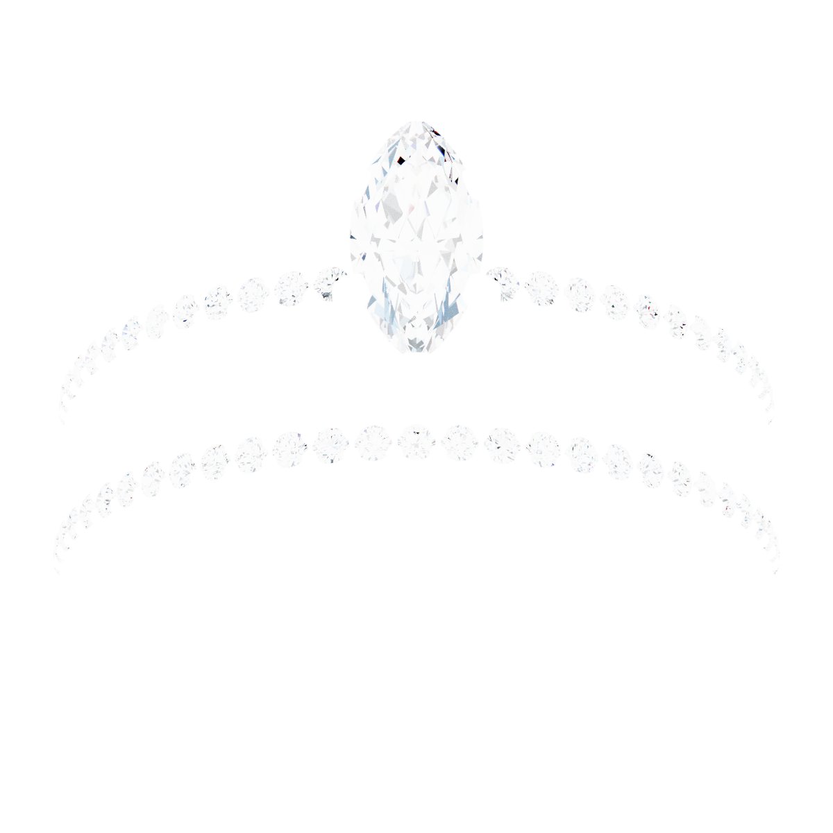 18K White/Rose Gold 7x3.5 mm Marquise Engagement Ring Mounting fully set