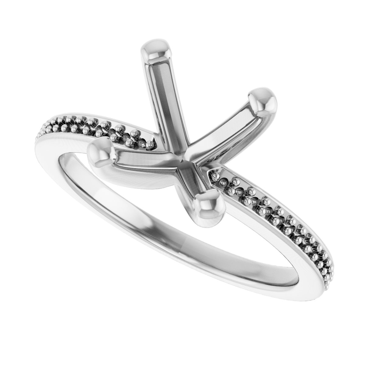 Platinum 8 mm Cushion Engagement Ring Mounting fully set