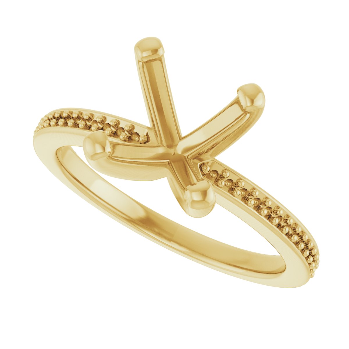 14K Yellow Gold 8 mm Cushion Engagement Ring Mounting fully set