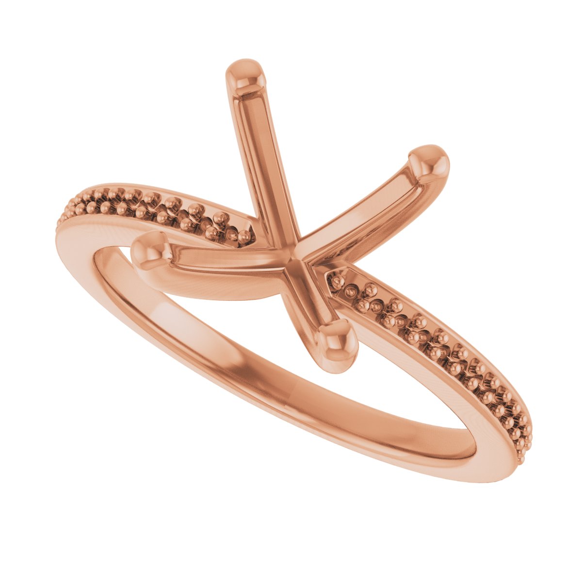 18K Rose Gold 9.4 mm Round Engagement Ring Mounting fully set