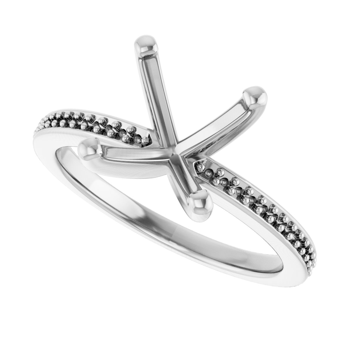 Platinum 9.4 mm Round Engagement Ring Mounting fully set