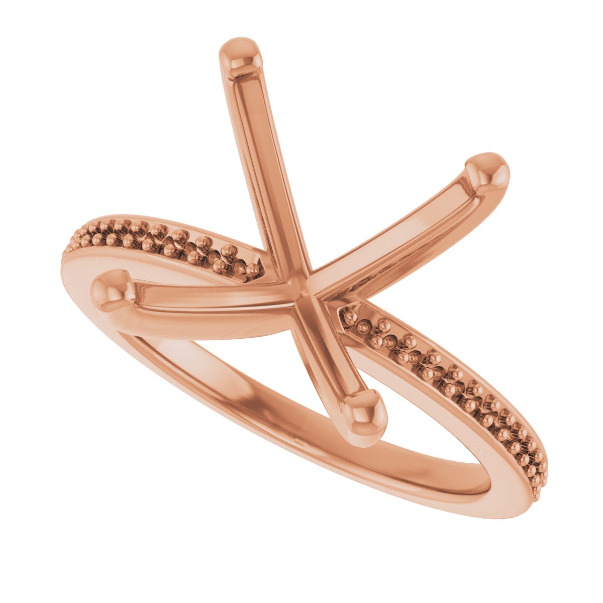 14K Rose Gold 9 mm Square Engagement Ring Mounting fully set