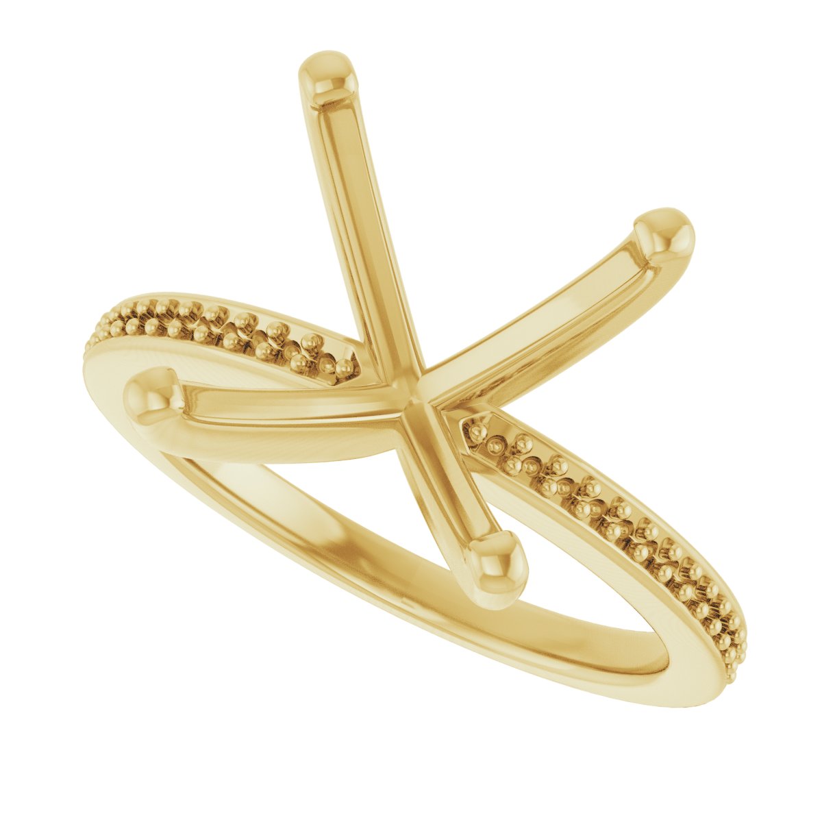 18K Yellow Gold 9 mm Square Engagement Ring Mounting fully set