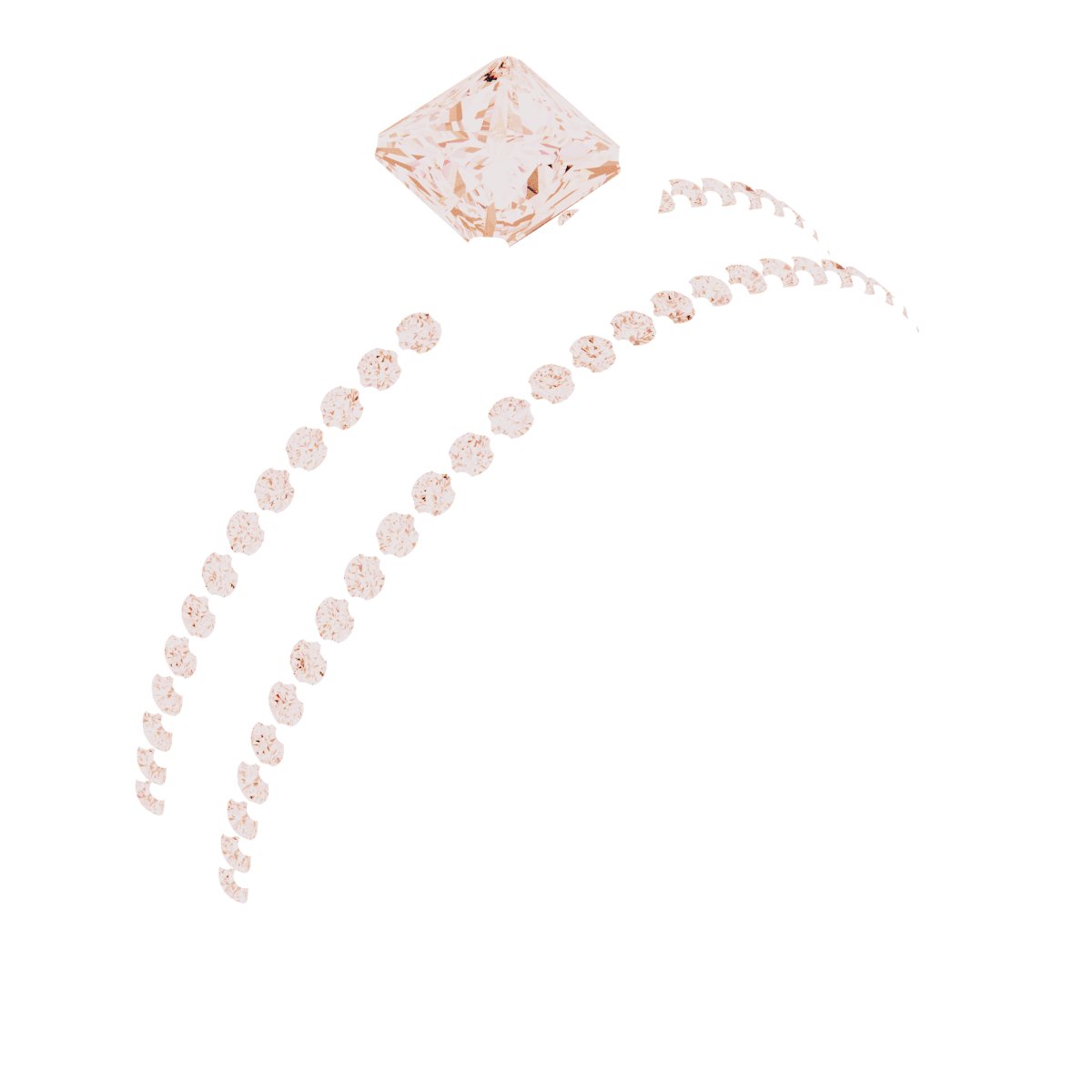 14K Rose Gold 4 mm Square Engagement Ring Mounting fully set