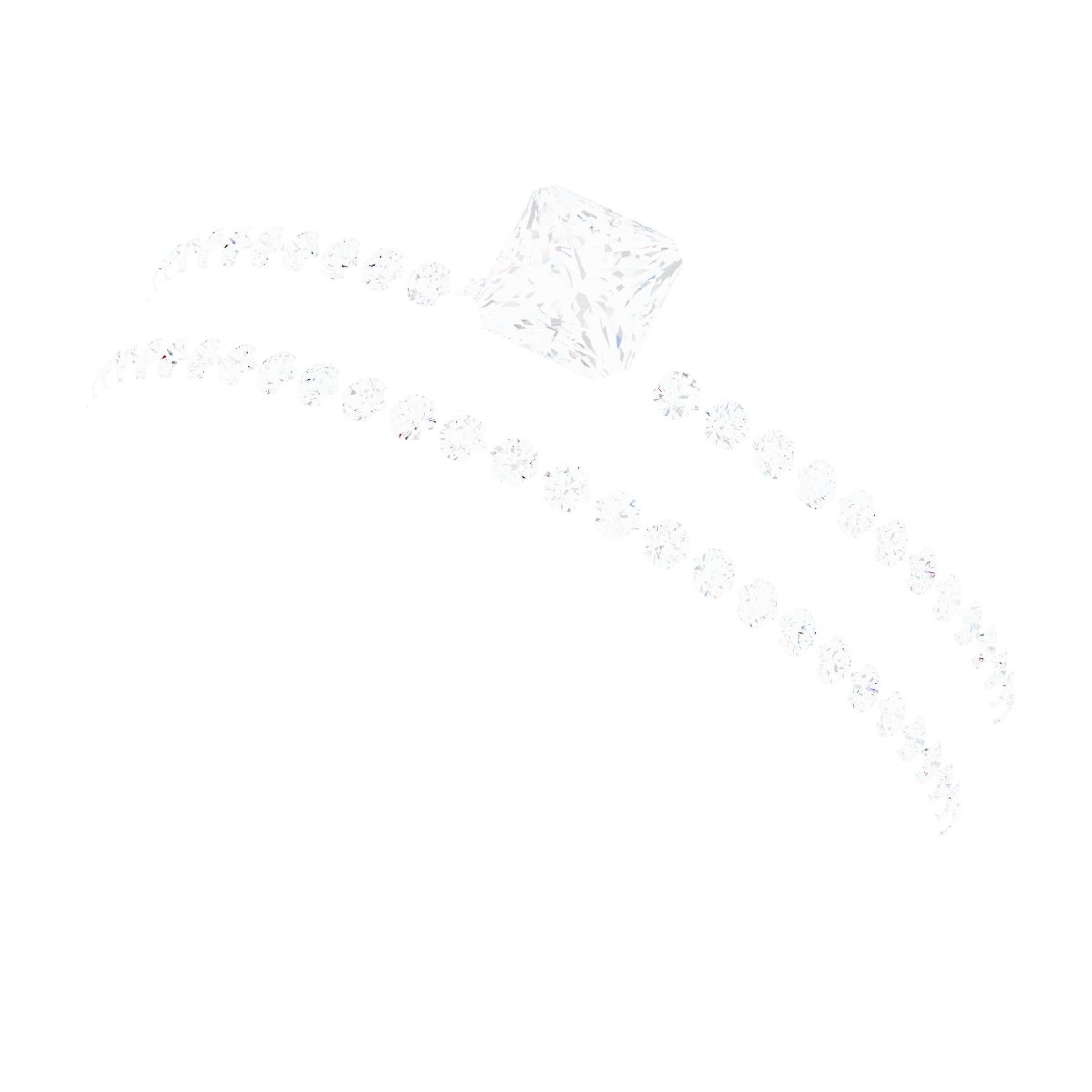 Platinum 3.25 mm Square Engagement Ring Mounting fully set